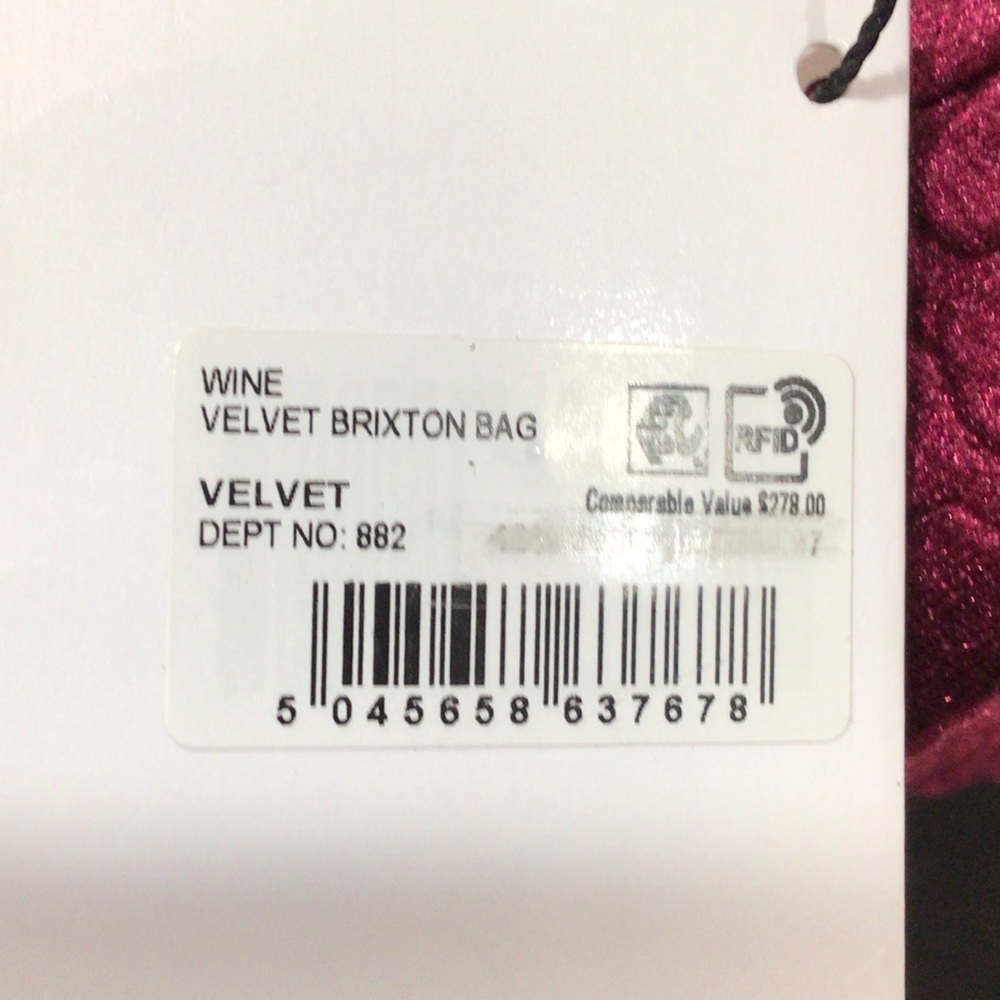 NEW Kurt Geiger Wine Velvet Brixton Bag (large) - Picture 2 of 6